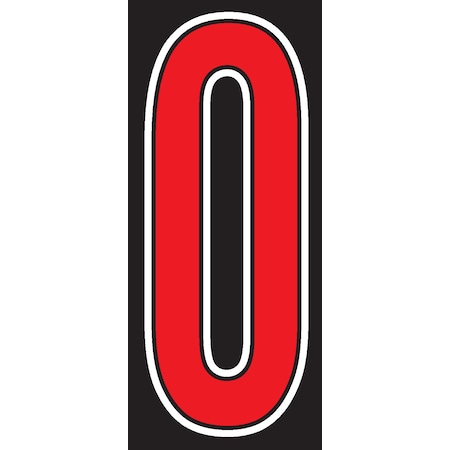 Ez Line 7 1/2" Red, Black & White Adhesive Windshield Numbers: 0 Pk12 103-EZ-0